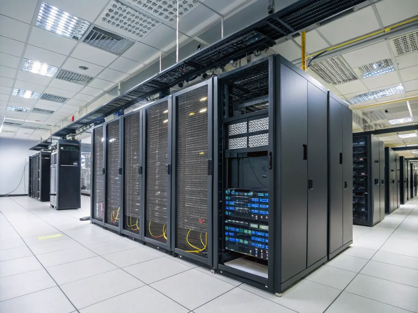 A secure cloud environment with data accessible across platforms, highlighting the benefits of cloud computing solutions for data security and scalability.